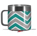 Skin Decal Wrap for Yeti Coffee Mug 14oz Zig Zag Teal and Gray - 14 oz CUP NOT INCLUDED by WraptorSkinz