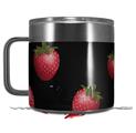 Skin Decal Wrap for Yeti Coffee Mug 14oz Strawberries on Black - 14 oz CUP NOT INCLUDED by WraptorSkinz