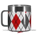 Skin Decal Wrap for Yeti Coffee Mug 14oz Argyle Red and Gray - 14 oz CUP NOT INCLUDED by WraptorSkinz