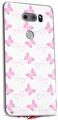 WraptorSkinz Skin Decal Wrap compatible with LG V30 Pastel Butterflies Pink on White