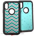 2x Decal style Skin Wrap Set compatible with Otterbox Defender iPhone X and Xs Case - Zig Zag Teal and Gray (CASE NOT INCLUDED)