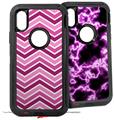 2x Decal style Skin Wrap Set compatible with Otterbox Defender iPhone X and Xs Case - Zig Zag Pinks (CASE NOT INCLUDED)