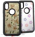 2x Decal style Skin Wrap Set compatible with Otterbox Defender iPhone X and Xs Case - Flowers and Berries Orange (CASE NOT INCLUDED)