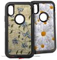 2x Decal style Skin Wrap Set compatible with Otterbox Defender iPhone X and Xs Case - Flowers and Berries Blue (CASE NOT INCLUDED)