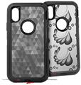 2x Decal style Skin Wrap Set compatible with Otterbox Defender iPhone X and Xs Case - Triangle Mosaic Gray (CASE NOT INCLUDED)