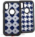 2x Decal style Skin Wrap Set compatible with Otterbox Defender iPhone X and Xs Case - Boxed Navy Blue (CASE NOT INCLUDED)