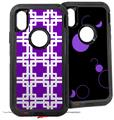 2x Decal style Skin Wrap Set compatible with Otterbox Defender iPhone X and Xs Case - Boxed Purple (CASE NOT INCLUDED)