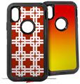 2x Decal style Skin Wrap Set compatible with Otterbox Defender iPhone X and Xs Case - Boxed Red Dark (CASE NOT INCLUDED)