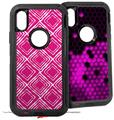 2x Decal style Skin Wrap Set compatible with Otterbox Defender iPhone X and Xs Case - Wavey Fushia Hot Pink (CASE NOT INCLUDED)