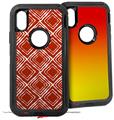 2x Decal style Skin Wrap Set compatible with Otterbox Defender iPhone X and Xs Case - Wavey Red Dark (CASE NOT INCLUDED)