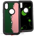 2x Decal style Skin Wrap Set compatible with Otterbox Defender iPhone X and Xs Case - Ripped Colors Green Pink (CASE NOT INCLUDED)