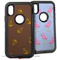 2x Decal style Skin Wrap Set compatible with Otterbox Defender iPhone X and Xs Case - Anchors Away Chocolate Brown (CASE NOT INCLUDED)