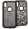 2x Decal style Skin Wrap Set compatible with Otterbox Defender iPhone X and Xs Case - Anchors Away Gray (CASE NOT INCLUDED)
