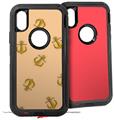 2x Decal style Skin Wrap Set compatible with Otterbox Defender iPhone X and Xs Case - Anchors Away Peach (CASE NOT INCLUDED)