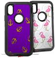 2x Decal style Skin Wrap Set compatible with Otterbox Defender iPhone X and Xs Case - Anchors Away Purple (CASE NOT INCLUDED)