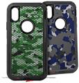 2x Decal style Skin Wrap Set compatible with Otterbox Defender iPhone X and Xs Case - HEX Mesh Camo 01 Green (CASE NOT INCLUDED)