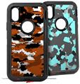 2x Decal style Skin Wrap Set compatible with Otterbox Defender iPhone X and Xs Case - WraptorCamo Digital Camo Burnt Orange (CASE NOT INCLUDED)