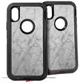 2x Decal style Skin Wrap Set compatible with Otterbox Defender iPhone X and Xs Case - Marble Granite 09 White Gray (CASE NOT INCLUDED)