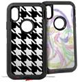 2x Decal style Skin Wrap Set compatible with Otterbox Defender iPhone X and Xs Case - Houndstooth White (CASE NOT INCLUDED)