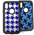 2x Decal style Skin Wrap Set compatible with Otterbox Defender iPhone X and Xs Case - Houndstooth Royal Blue (CASE NOT INCLUDED)
