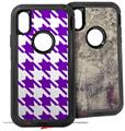 2x Decal style Skin Wrap Set compatible with Otterbox Defender iPhone X and Xs Case - Houndstooth Purple (CASE NOT INCLUDED)