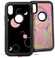 2x Decal style Skin Wrap Set compatible with Otterbox Defender iPhone X and Xs Case - Lots of Dots Pink on Black (CASE NOT INCLUDED)