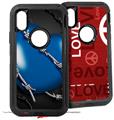 2x Decal style Skin Wrap Set compatible with Otterbox Defender iPhone X and Xs Case - Barbwire Heart Blue (CASE NOT INCLUDED)