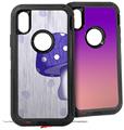 2x Decal style Skin Wrap Set compatible with Otterbox Defender iPhone X and Xs Case - Mushrooms Purple (CASE NOT INCLUDED)