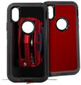 2x Decal style Skin Wrap Set compatible with Otterbox Defender iPhone X and Xs Case - 2010 Chevy Camaro Jeweled Red - Black Stripes on Black (CASE NOT INCLUDED)
