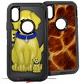 2x Decal style Skin Wrap Set compatible with Otterbox Defender iPhone X and Xs Case - Puppy Dogs on Black (CASE NOT INCLUDED)