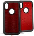 2x Decal style Skin Wrap Set compatible with Otterbox Defender iPhone X and Xs Case - Carbon Fiber Red (CASE NOT INCLUDED)