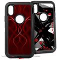 2x Decal style Skin Wrap Set compatible with Otterbox Defender iPhone X and Xs Case - Abstract 01 Red (CASE NOT INCLUDED)