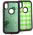 2x Decal style Skin Wrap Set compatible with Otterbox Defender iPhone X and Xs Case - Feminine Yin Yang Green (CASE NOT INCLUDED)