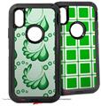 2x Decal style Skin Wrap Set compatible with Otterbox Defender iPhone X and Xs Case - Petals Green (CASE NOT INCLUDED)