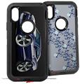 2x Decal style Skin Wrap Set compatible with Otterbox Defender iPhone X and Xs Case - 2010 Camaro RS Blue Dark (CASE NOT INCLUDED)