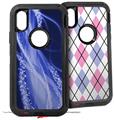2x Decal style Skin Wrap Set compatible with Otterbox Defender iPhone X and Xs Case - Mystic Vortex Blue (CASE NOT INCLUDED)