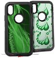 2x Decal style Skin Wrap Set compatible with Otterbox Defender iPhone X and Xs Case - Mystic Vortex Green (CASE NOT INCLUDED)