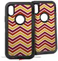 2x Decal style Skin Wrap Set compatible with Otterbox Defender iPhone X and Xs Case - Zig Zag Yellow Burgundy Orange (CASE NOT INCLUDED)