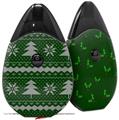 Skin Decal Wrap 2 Pack compatible with Suorin Drop Ugly Holiday Christmas Sweater - Christmas Trees Green 01 VAPE NOT INCLUDED