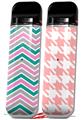 Skin Decal Wrap 2 Pack for Smok Novo v1 Zig Zag Teal Pink and Gray VAPE NOT INCLUDED