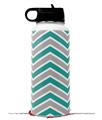 Skin Wrap Decal compatible with Hydro Flask Wide Mouth Bottle 32oz Zig Zag Teal and Gray (BOTTLE NOT INCLUDED)