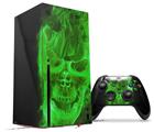 WraptorSkinz Skin Wrap compatible with the 2020 XBOX Series X Console and Controller Flaming Fire Skull Green (XBOX NOT INCLUDED)
