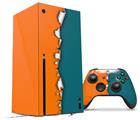 WraptorSkinz Skin Wrap compatible with the 2020 XBOX Series X Console and Controller Ripped Colors Orange Seafoam Green (XBOX NOT INCLUDED)