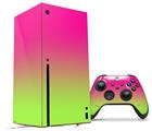 WraptorSkinz Skin Wrap compatible with the 2020 XBOX Series X Console and Controller Smooth Fades Neon Green Hot Pink (XBOX NOT INCLUDED)