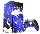 WraptorSkinz Skin Wrap compatible with the 2020 XBOX Series X Console and Controller Halftone Splatter White Blue (XBOX NOT INCLUDED)
