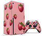 WraptorSkinz Skin Wrap compatible with the 2020 XBOX Series X Console and Controller Strawberries on Pink (XBOX NOT INCLUDED)