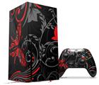 WraptorSkinz Skin Wrap compatible with the 2020 XBOX Series X Console and Controller Twisted Garden Gray and Red (XBOX NOT INCLUDED)