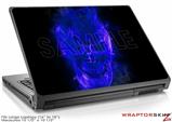 Large Laptop Skin Flaming Fire Skull Blue