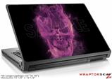 Large Laptop Skin Flaming Fire Skull Hot Pink Fuchsia