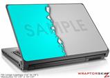 Large Laptop Skin Ripped Colors Neon Teal Gray